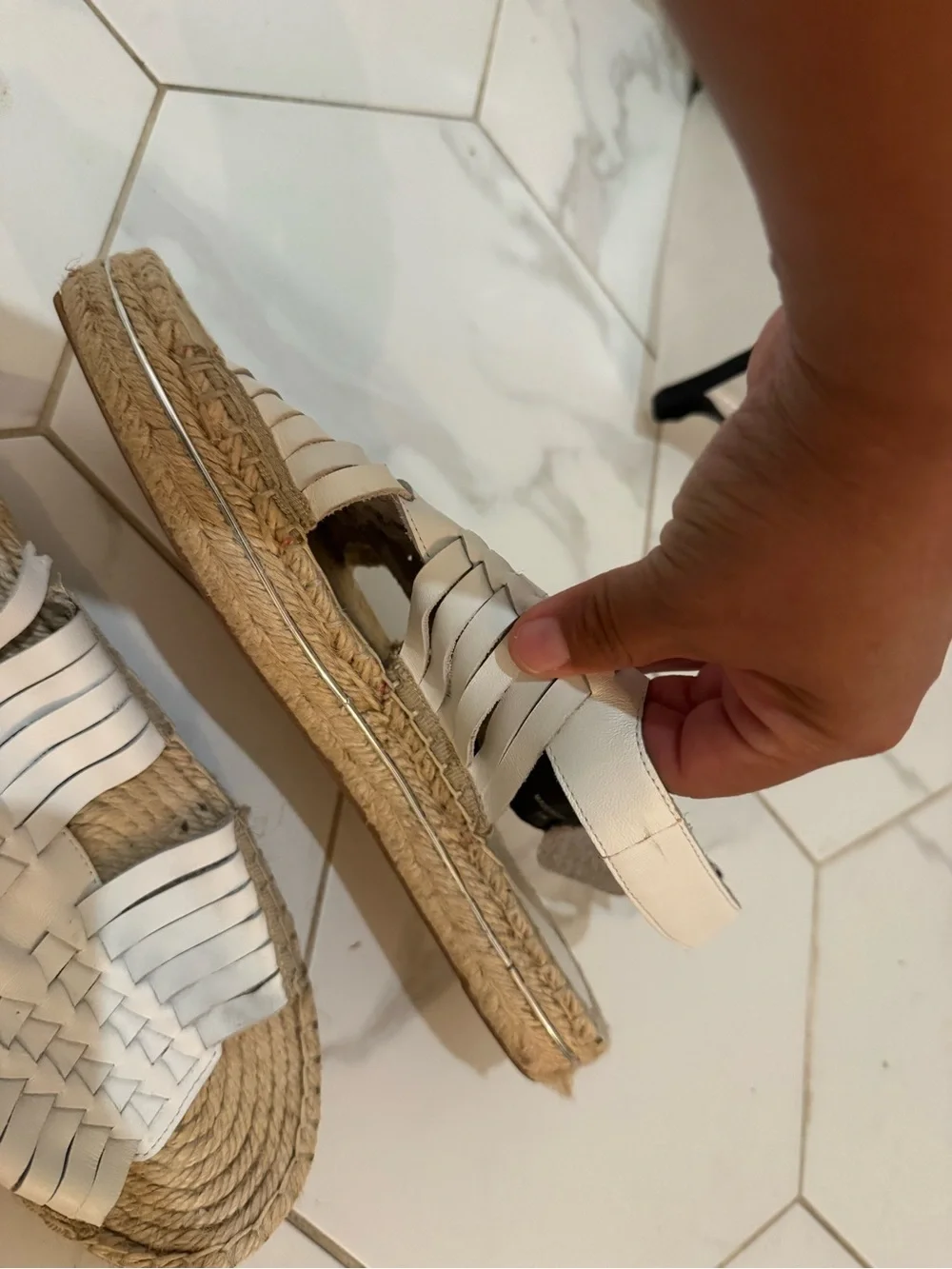 Rebecca Minkoff White Woven Leather Espadrille Sandal